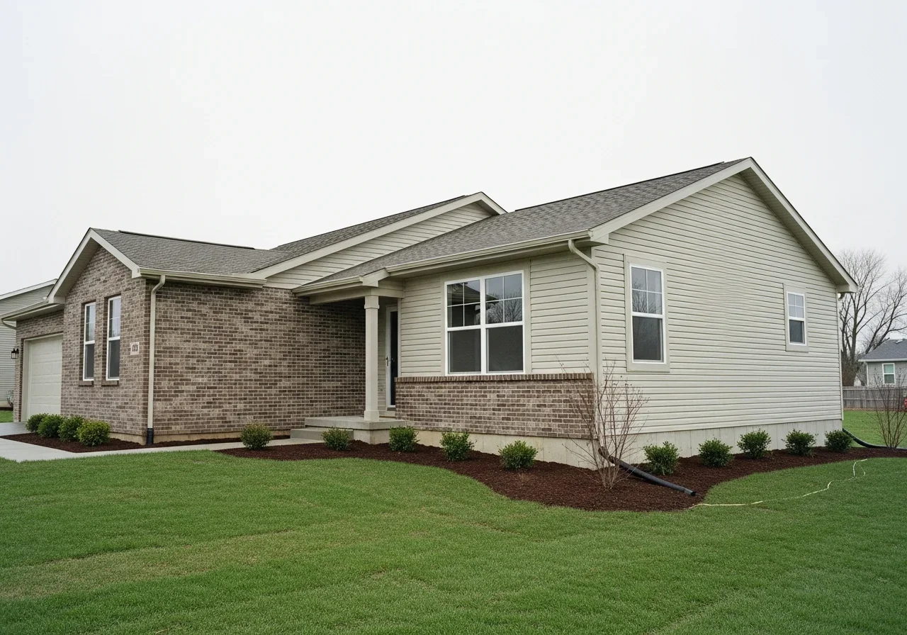 Ballantyne Charlotte suburban modern ranch home on slab foundation from the early 2000s with engineered wood subfloor construction