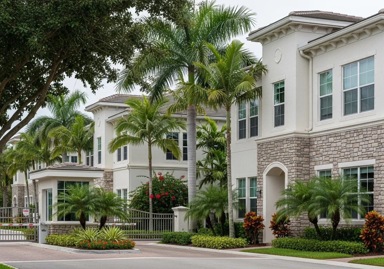 Heron Landing gated townhome community in Deerfield Beach with newer construction, impact windows and sealed building envelopes