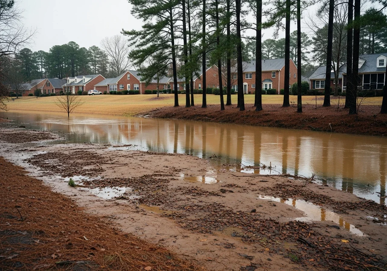 Crabtree Creek Raleigh greenway area near Walnut Creek with visible creek banks and surrounding residential neighborhood