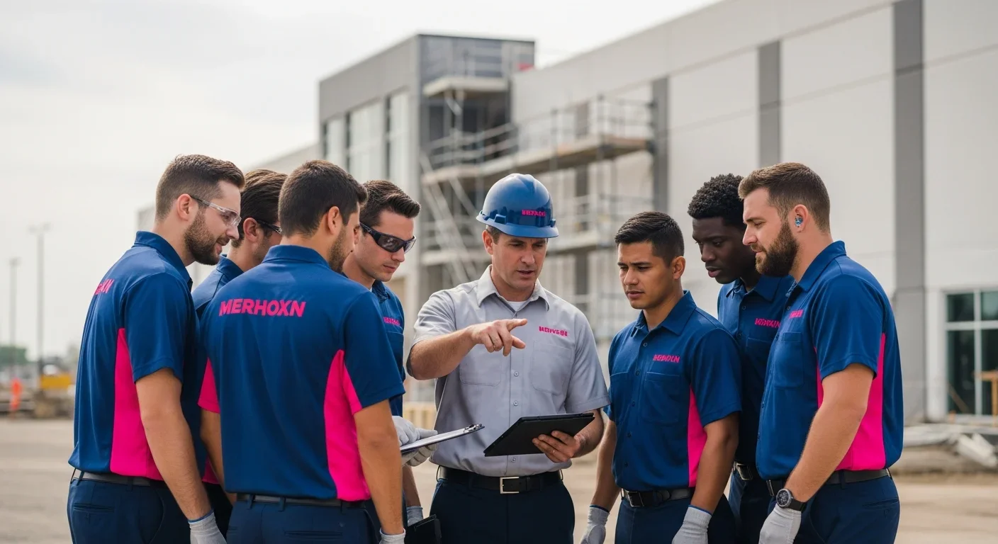 Commercial restoration crew coordinating on-site at multi-property catastrophic event