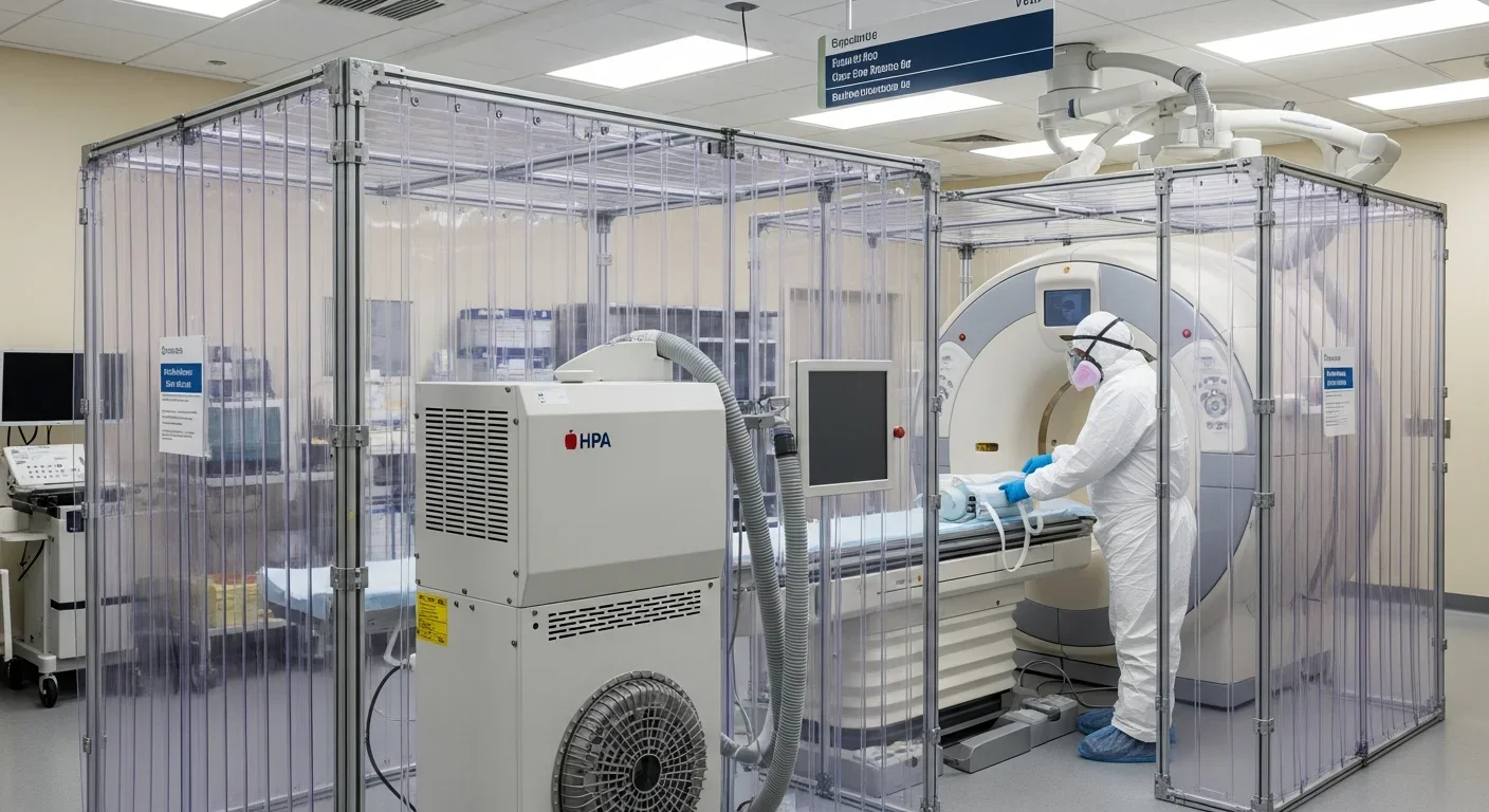 Medical imaging center with full ICRA Class IV containment and HEPA negative air