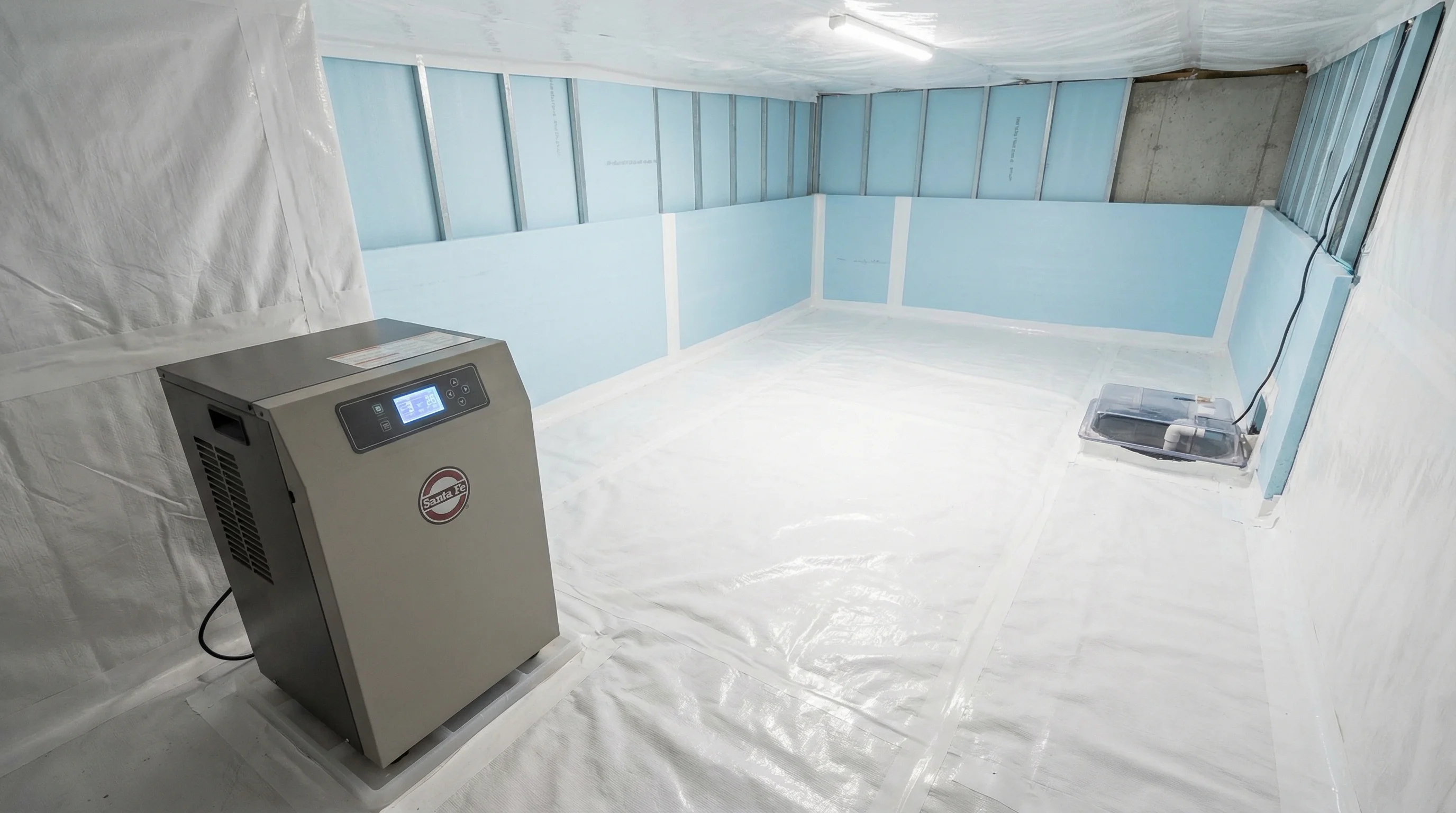 Modern clean crawl space after insulation upgrade and encapsulation