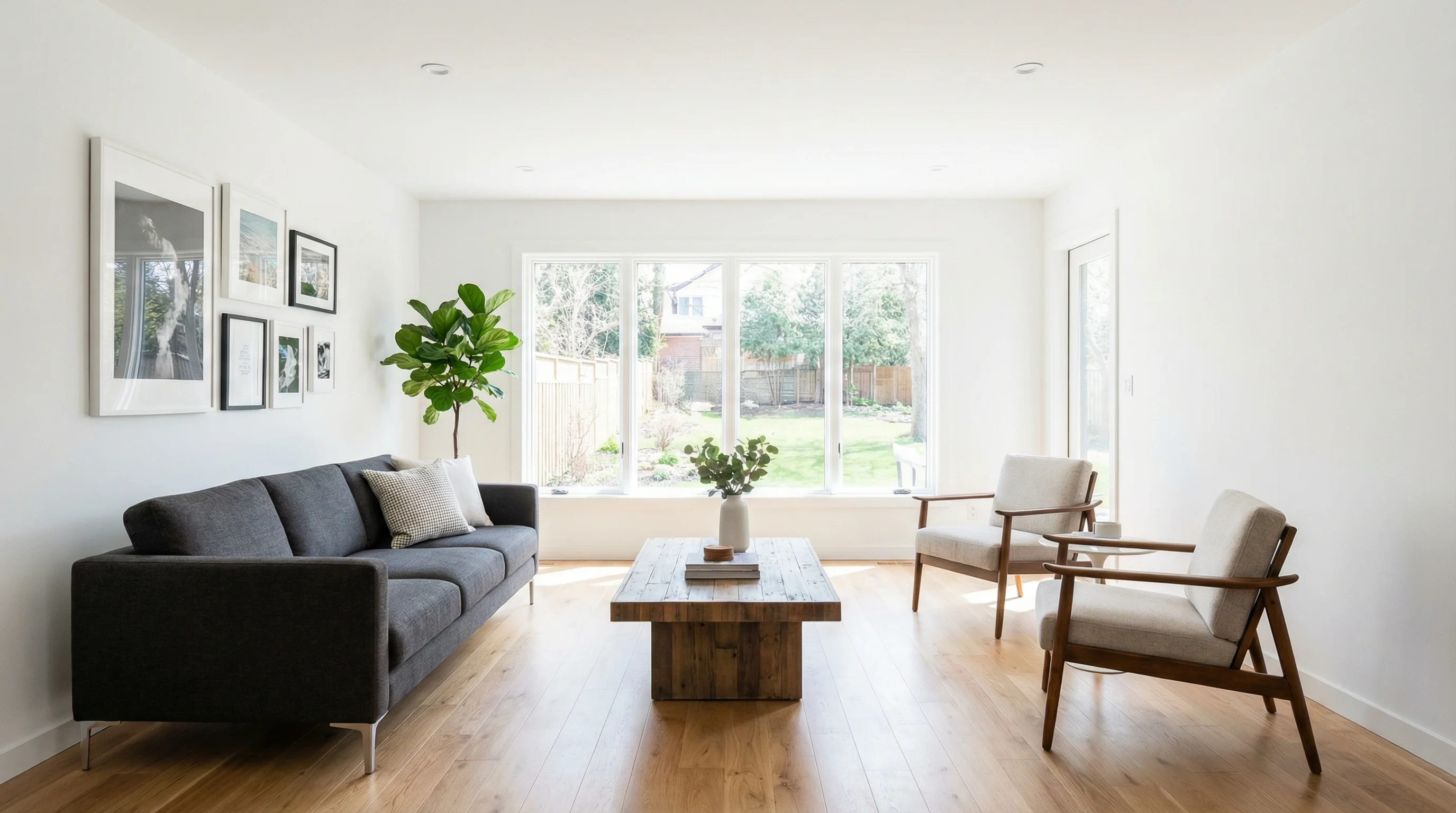 Beautifully restored room after fire damage showing complete reconstruction