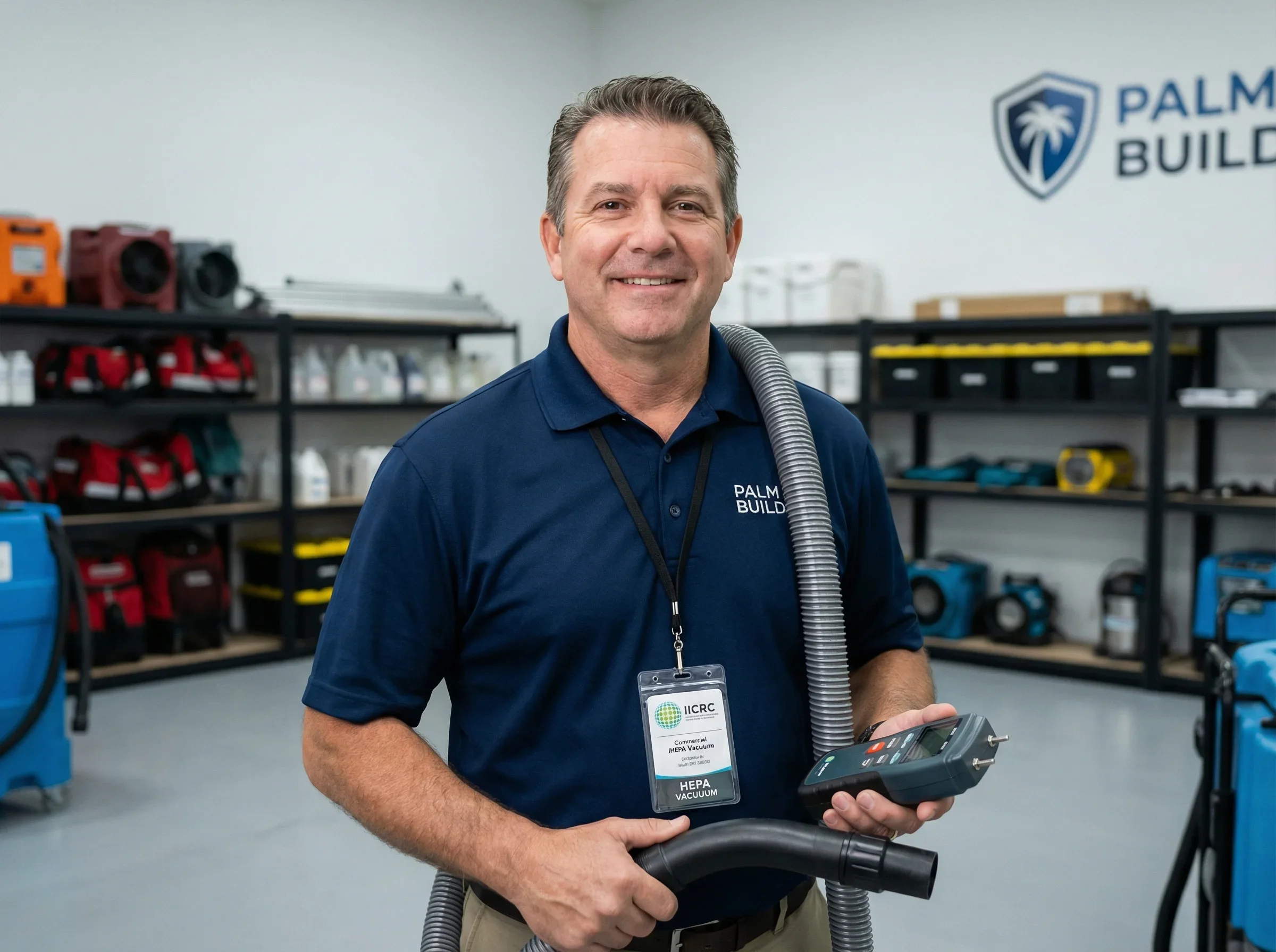 IICRC S700 certified Palm Build fire restoration technician with visible credentials