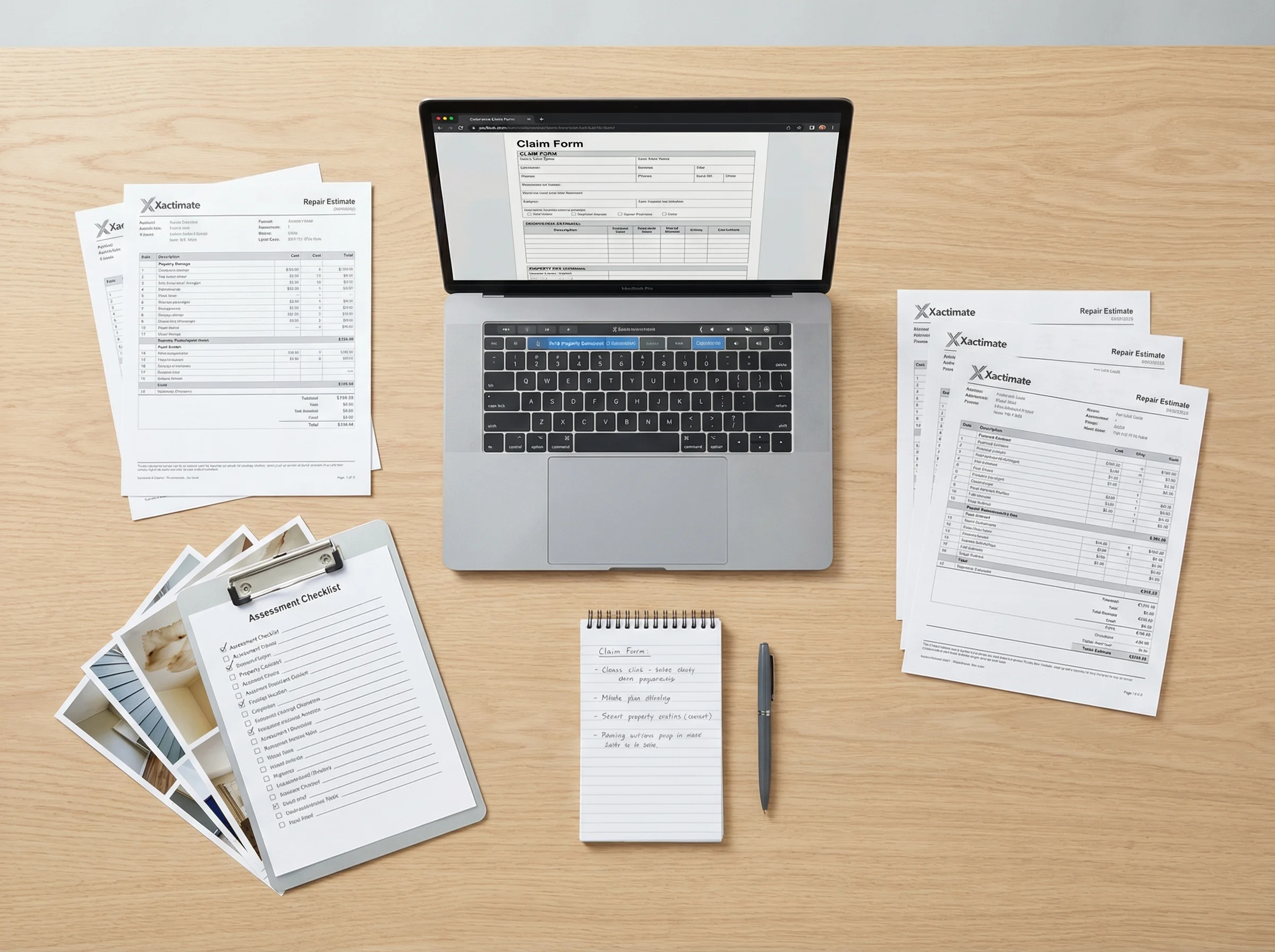 Insurance claims documentation for HOA restoration