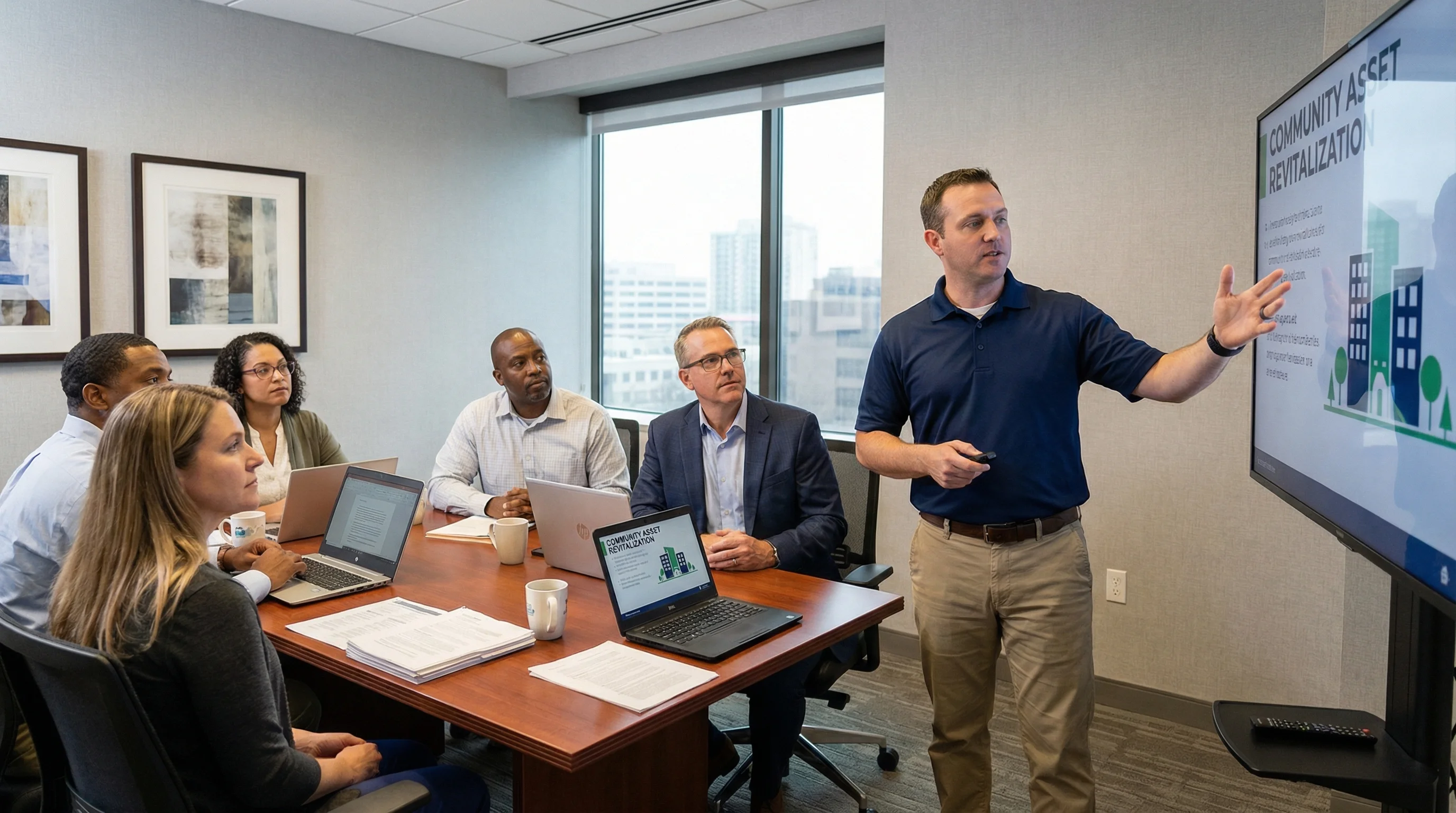 Restoration specialist presenting to HOA board