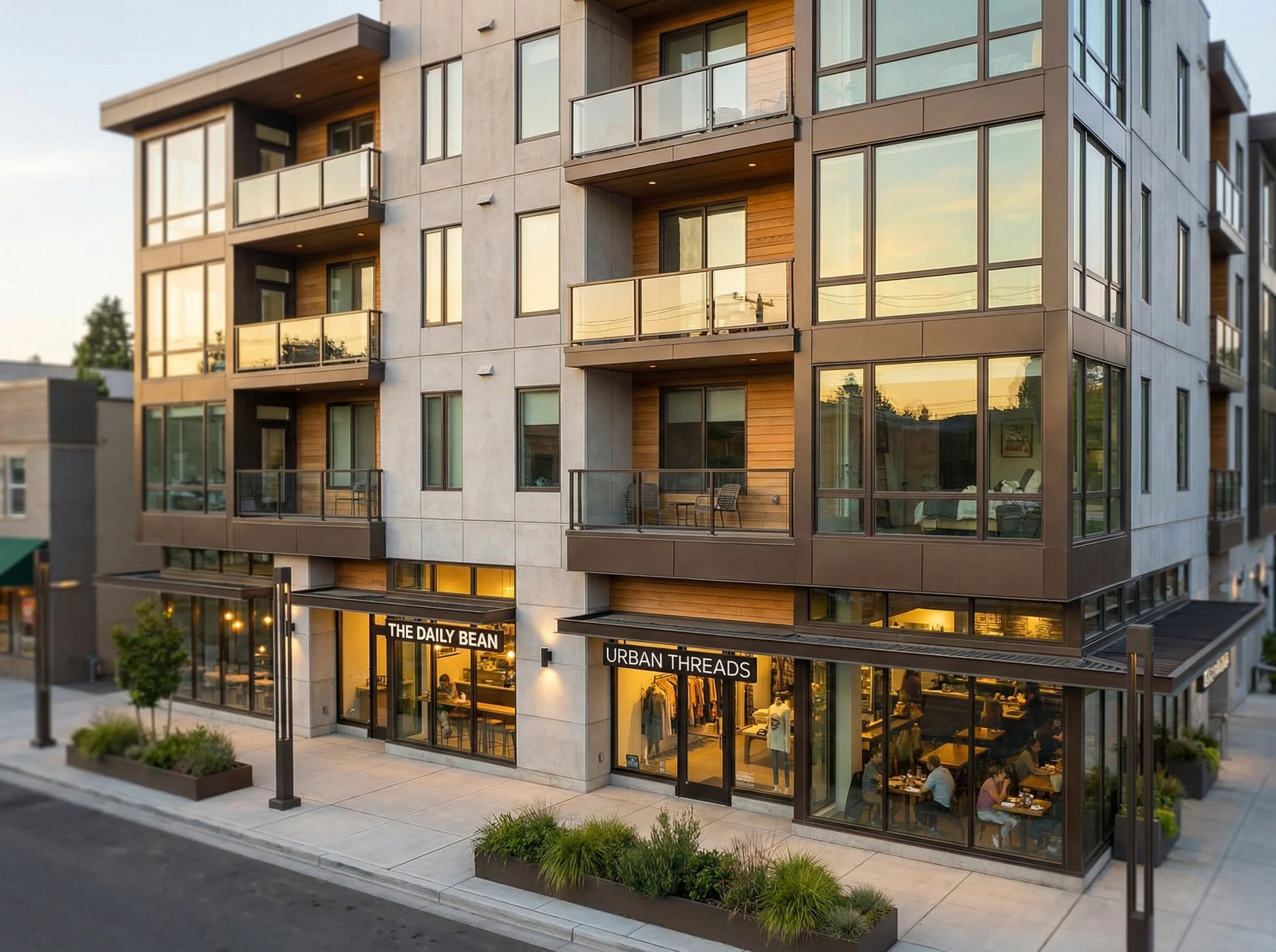 Mixed-use building with commercial and residential units