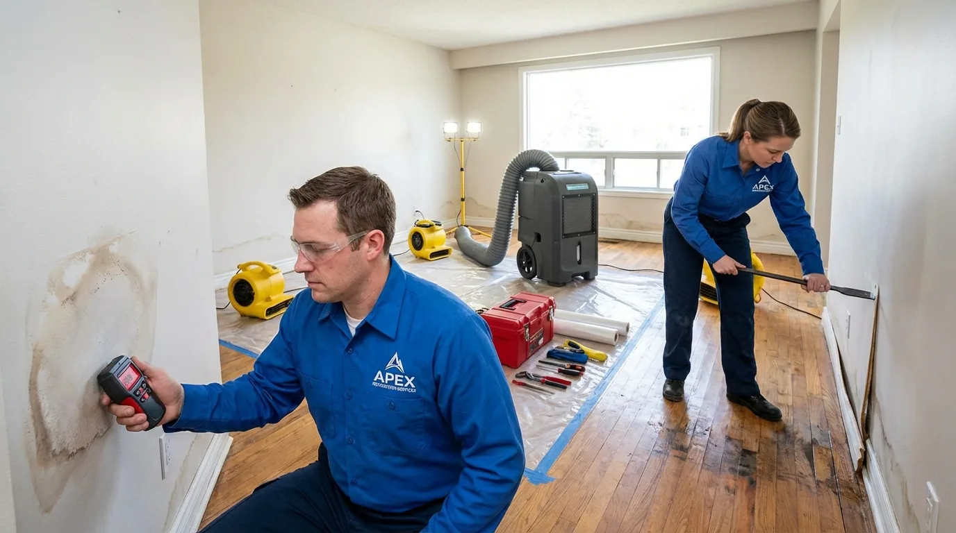 Professional restoration team at work