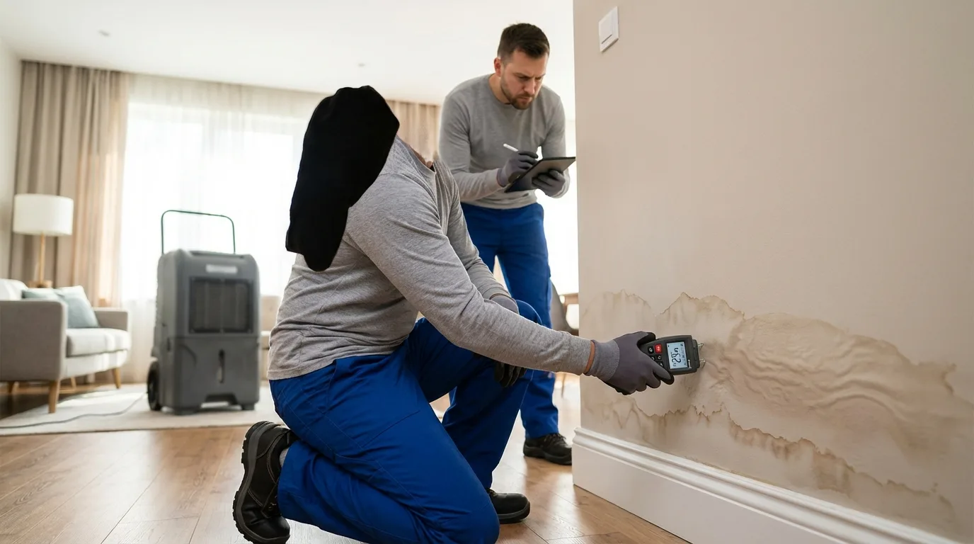 Moisture meter documenting hidden damage