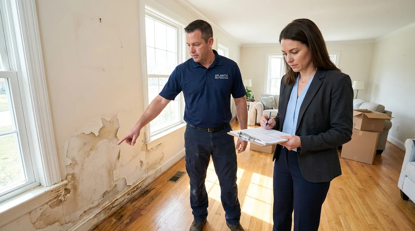 Restoration team meeting with adjuster