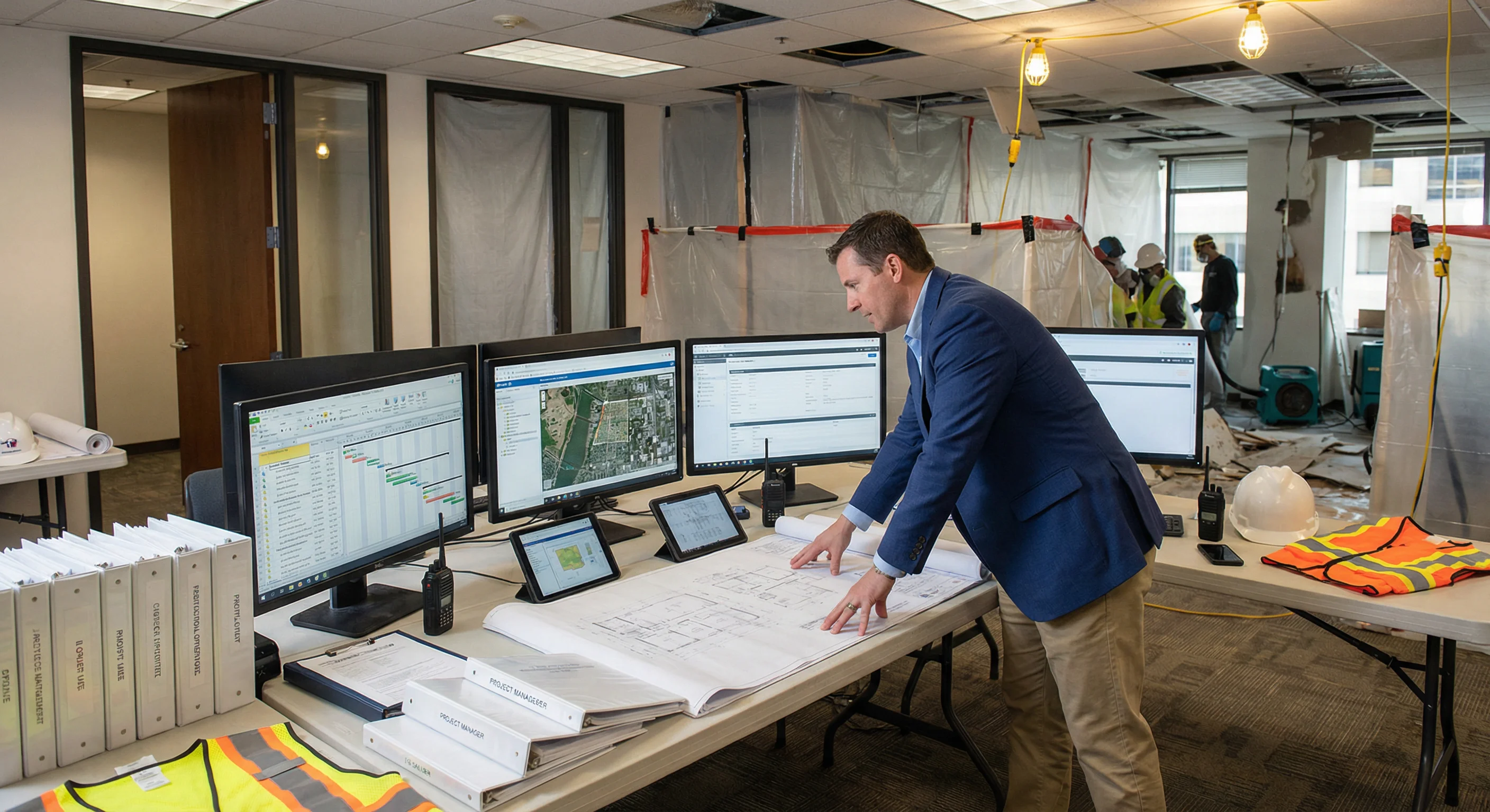 Restoration project management technology and monitoring equipment