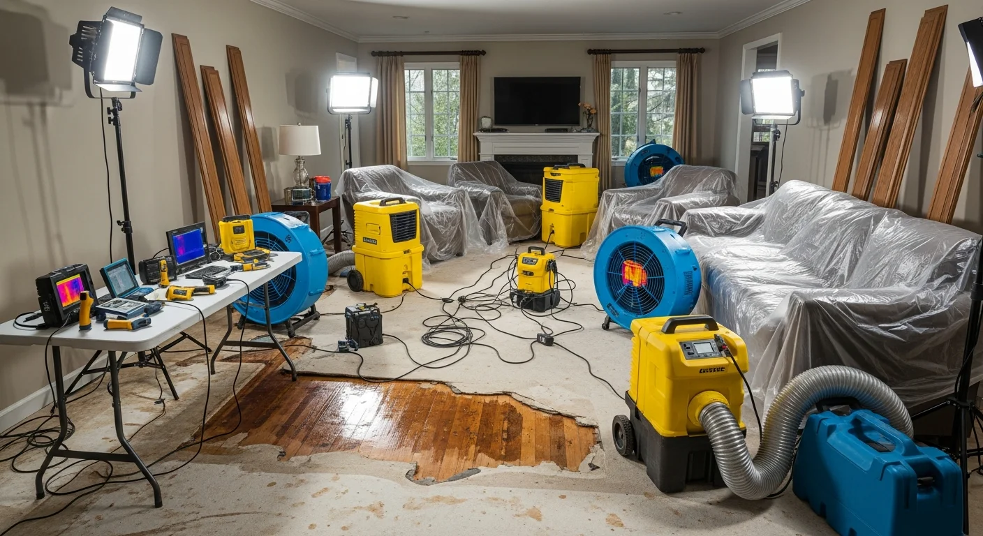 Structural drying equipment deployed after fire suppression water damage in Belmont, NC