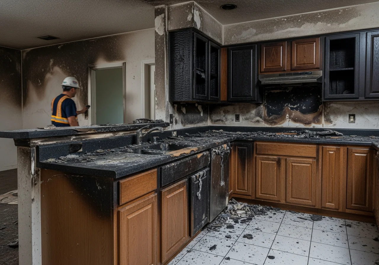 Emergency fire damage restoration in a Boca Raton FL CBS stucco home