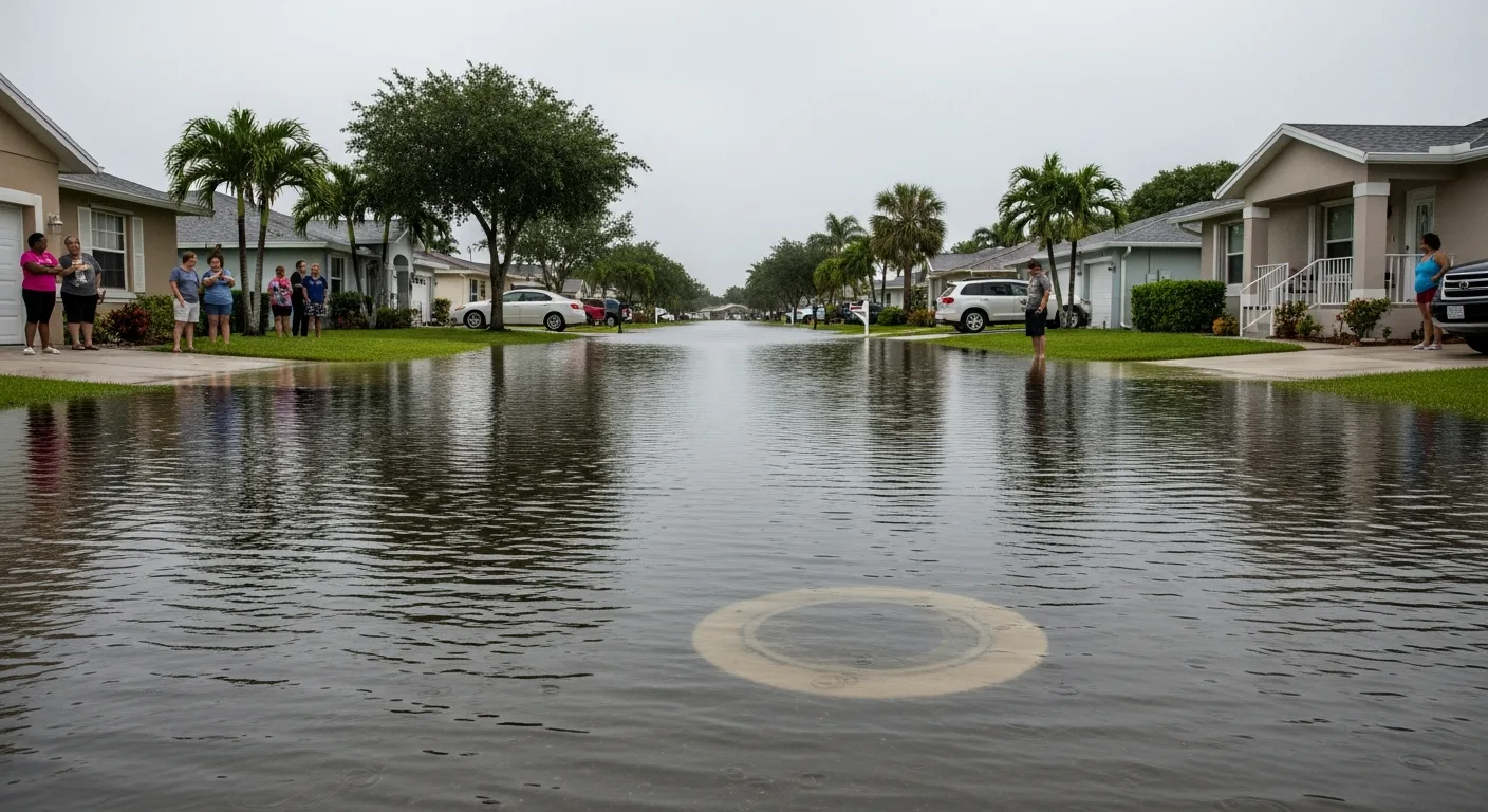Flooding in Chapel Hill neighborhood of Boynton Beach FL during Tropical Storm Philippe October 2023