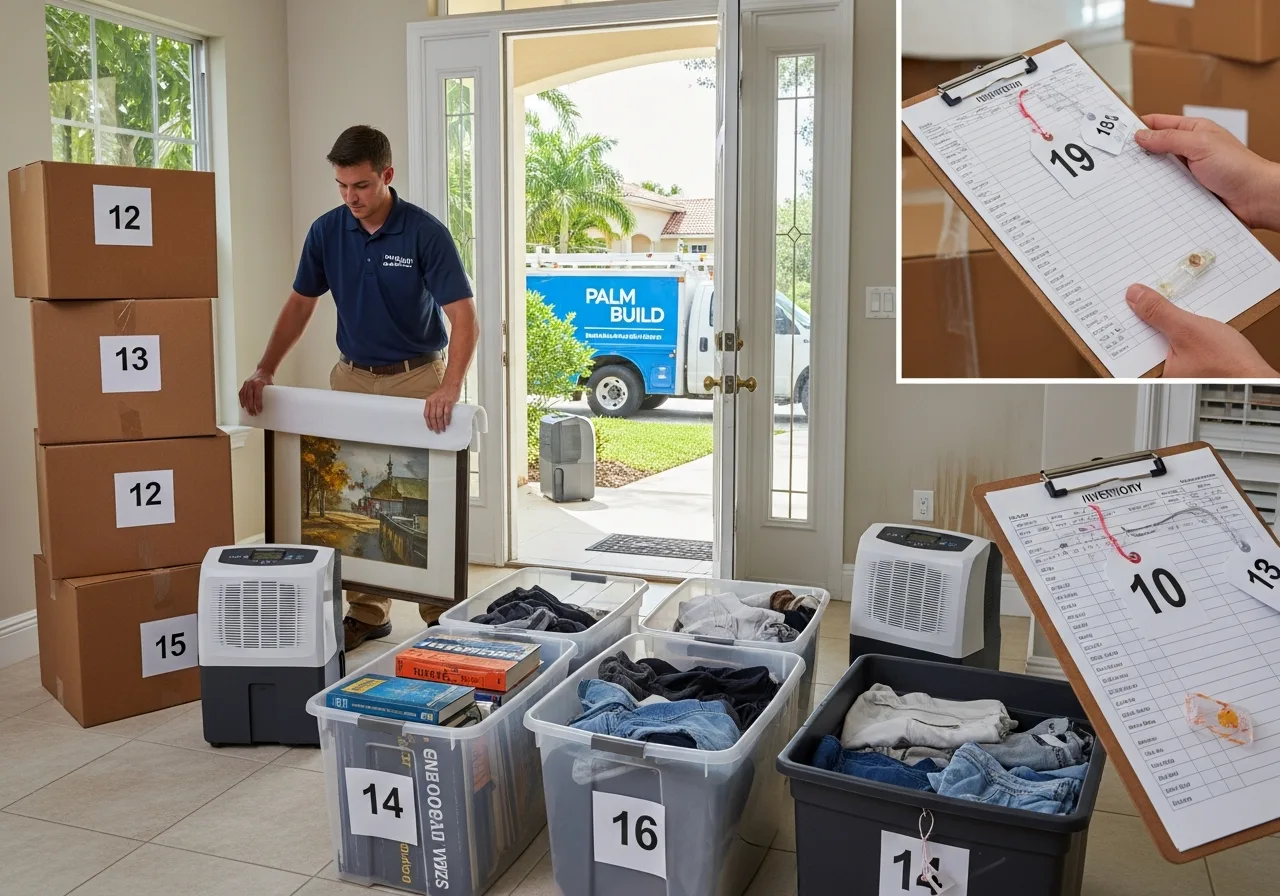 Professional contents pack-out in progress at a Boynton Beach home