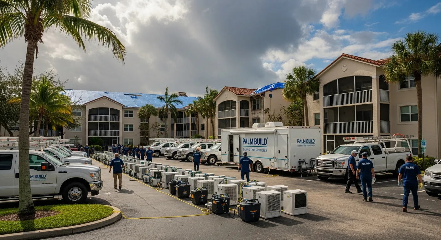 Large-scale hurricane and storm damage across Boynton Beach FL master-planned communities requiring multi-crew coordinated restoration response