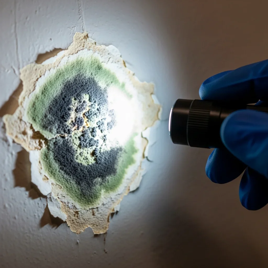 Mold colonization visible on drywall in a Chester, SC home following water damage not professionally dried within 72 hours