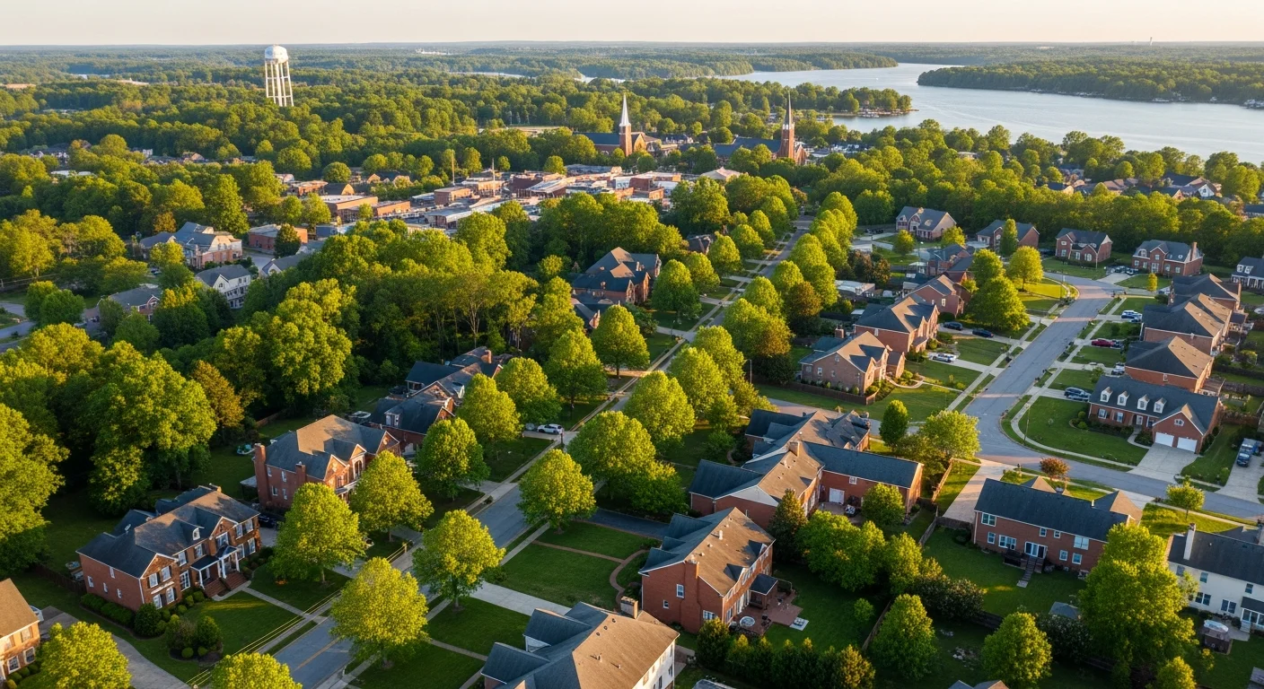 Aerial view of Clover SC showing the community served by Palm Build fire restoration