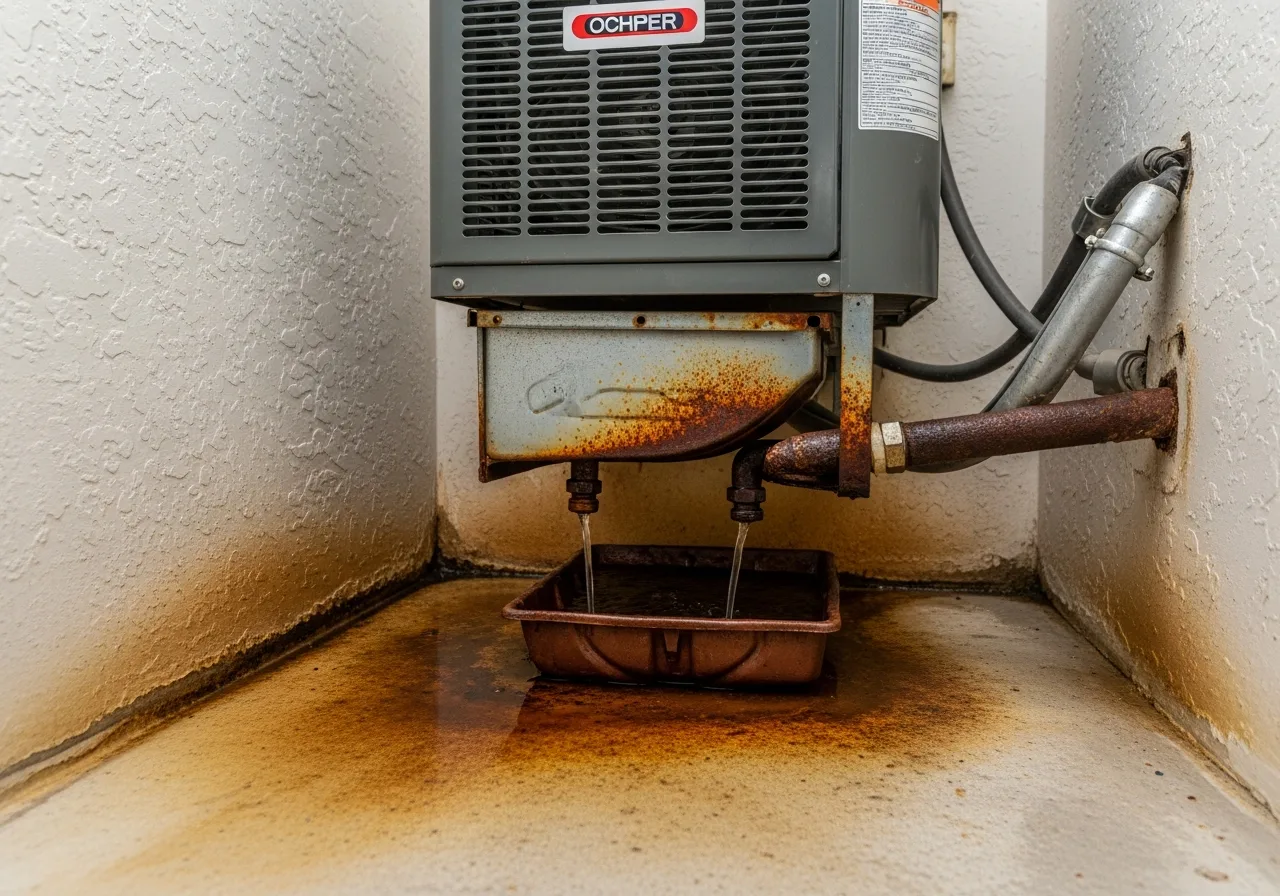 HVAC condensate overflow causing water damage to ceiling and wall in a Coconut Creek FL home