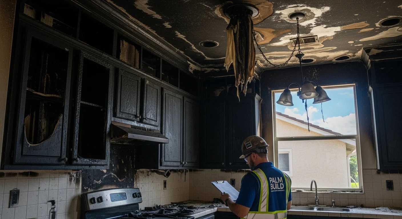 Palm Build fire and smoke damage cleanup crew arriving at a Coconut Creek Florida residential property with professional restoration equipment