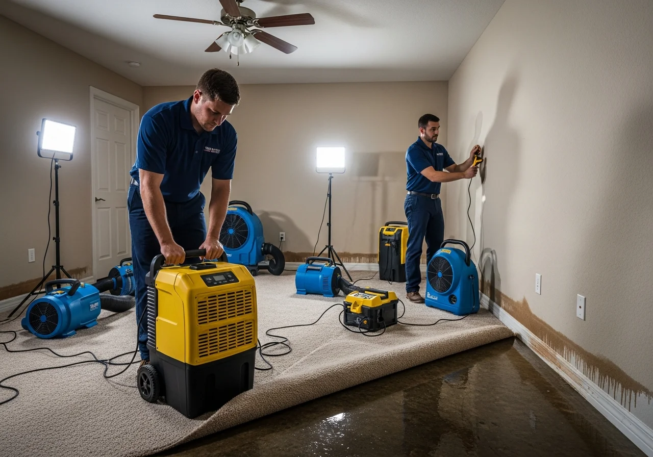 Palm Build commercial dehumidification equipment deployed in a Coral Springs home during fire suppression water extraction
