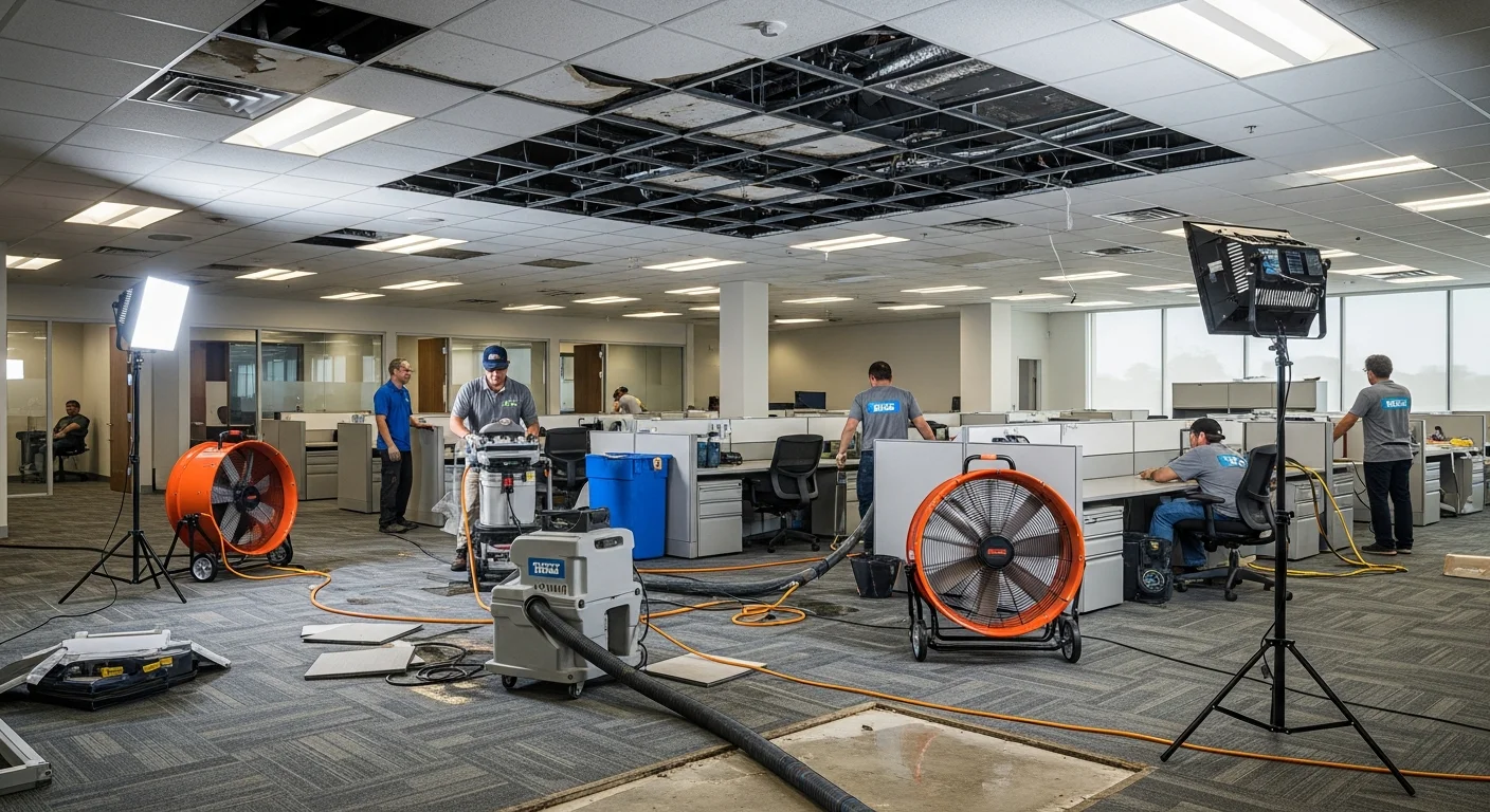 Palm Build commercial restoration team responding to a business property along the Cornelius NC Lake Norman business corridor