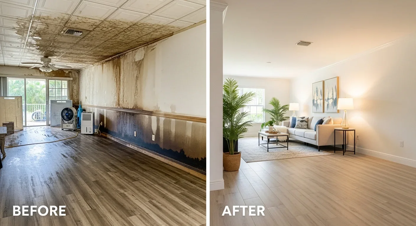 Before and after bathroom restoration and reconstruction at a Davie FL property