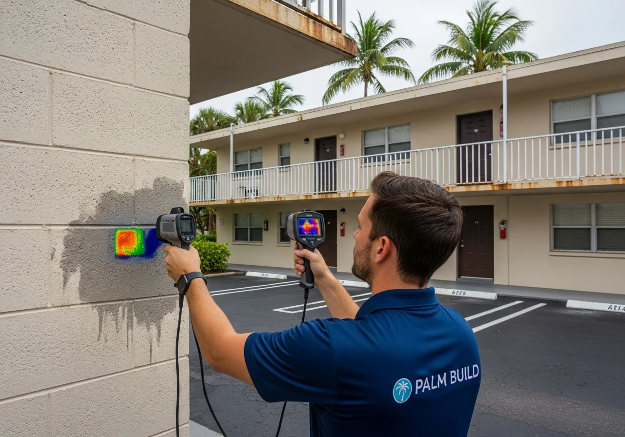 Moisture detection equipment deployed in a Delray Beach FL condo during mold assessment