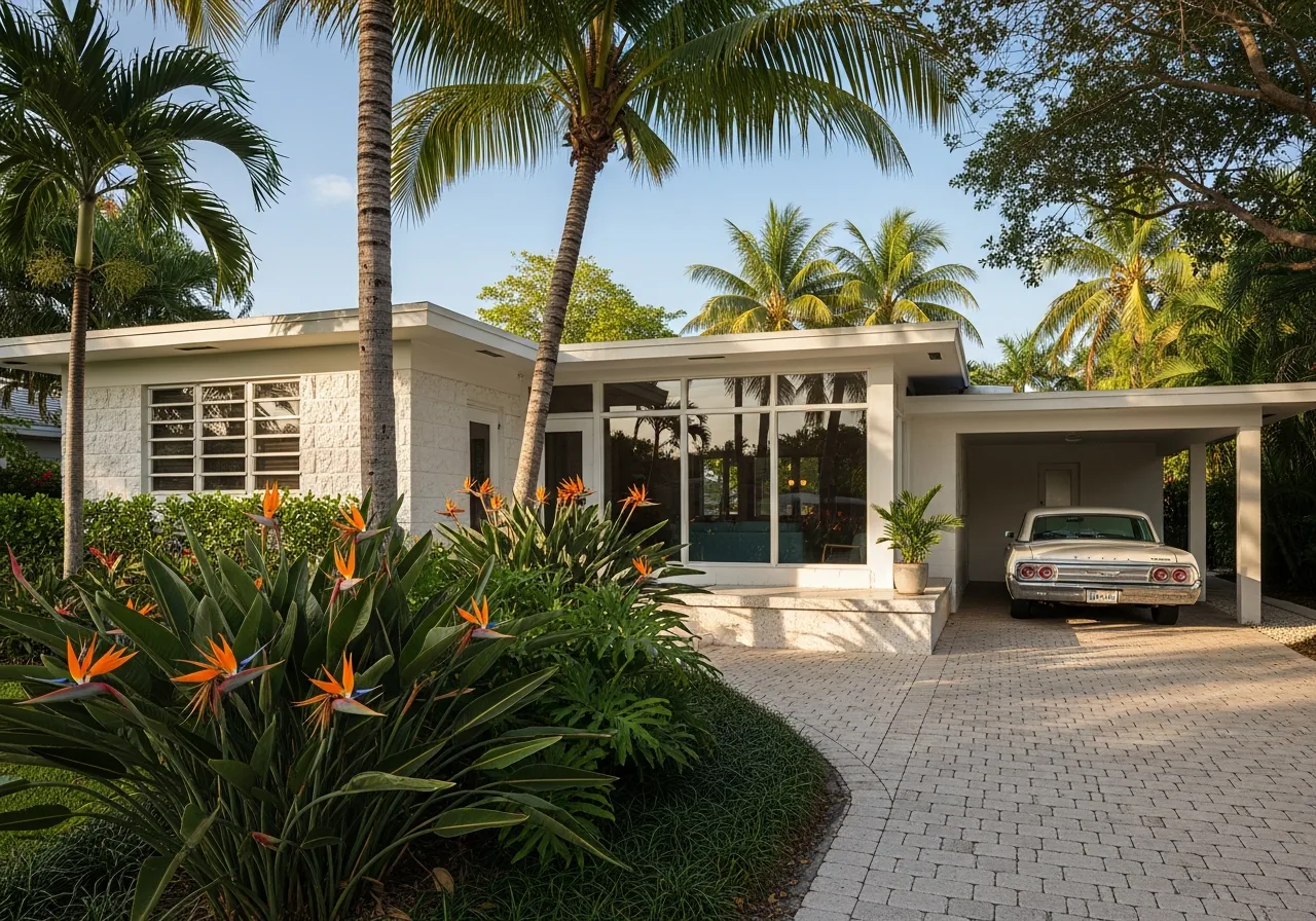 Mid-Century Modern CBS ranch home in Fort Lauderdale FL with terrazzo floors and horizontal design lines typical of Imperial Point and Coral Ridge