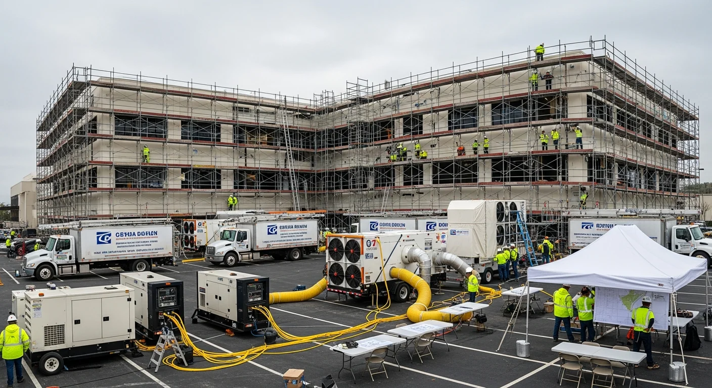 Palm Build large loss restoration team mobilizing in Fort Mill SC for a catastrophe-level property damage event requiring coordinated multi-structure response