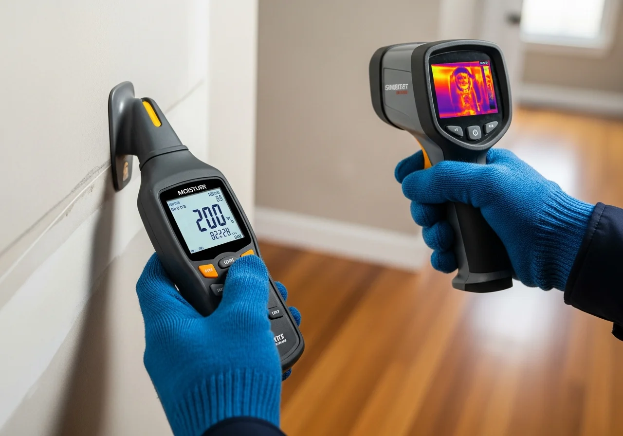 Moisture detection equipment used during fire suppression water extraction in Gastonia