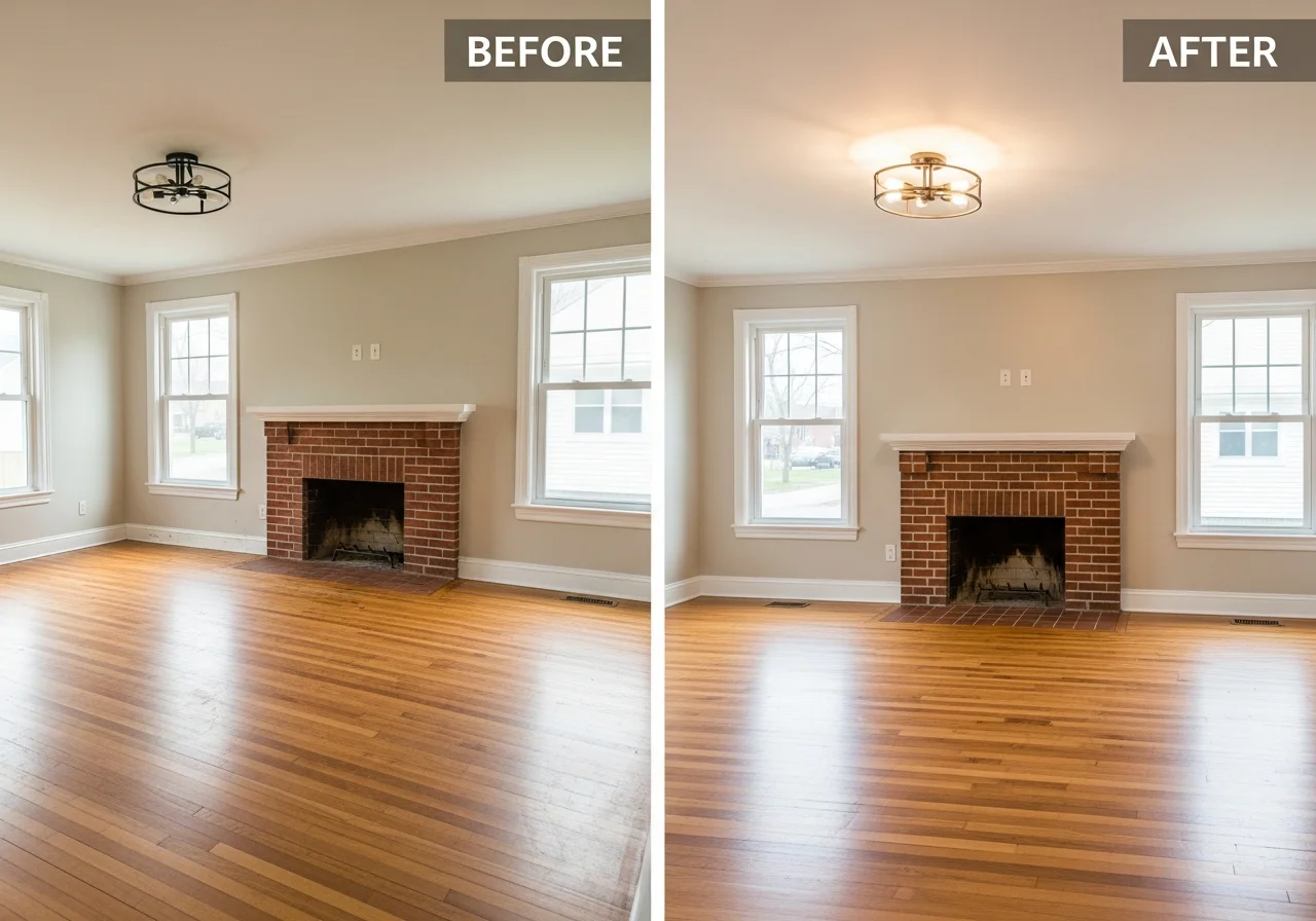 Beautifully restored living room after fire damage restoration in a Gastonia home