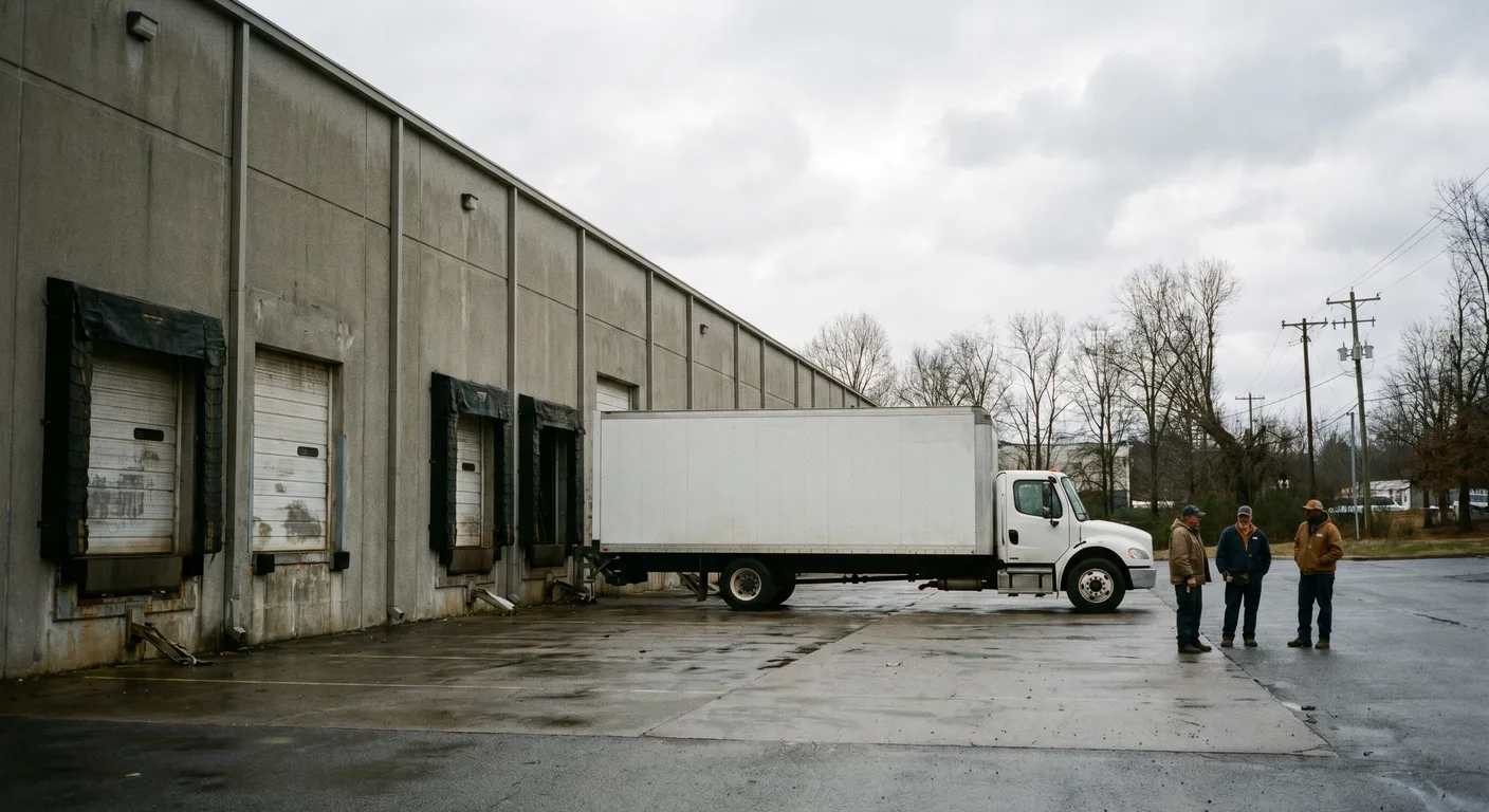 Commercial warehouse and logistics facility in Greensboro NC with restoration crew and industrial drying equipment after water damage