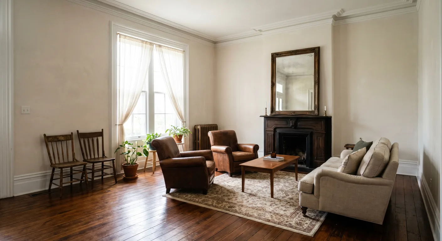 Beautifully restored living room after fire damage restoration in Greensboro NC