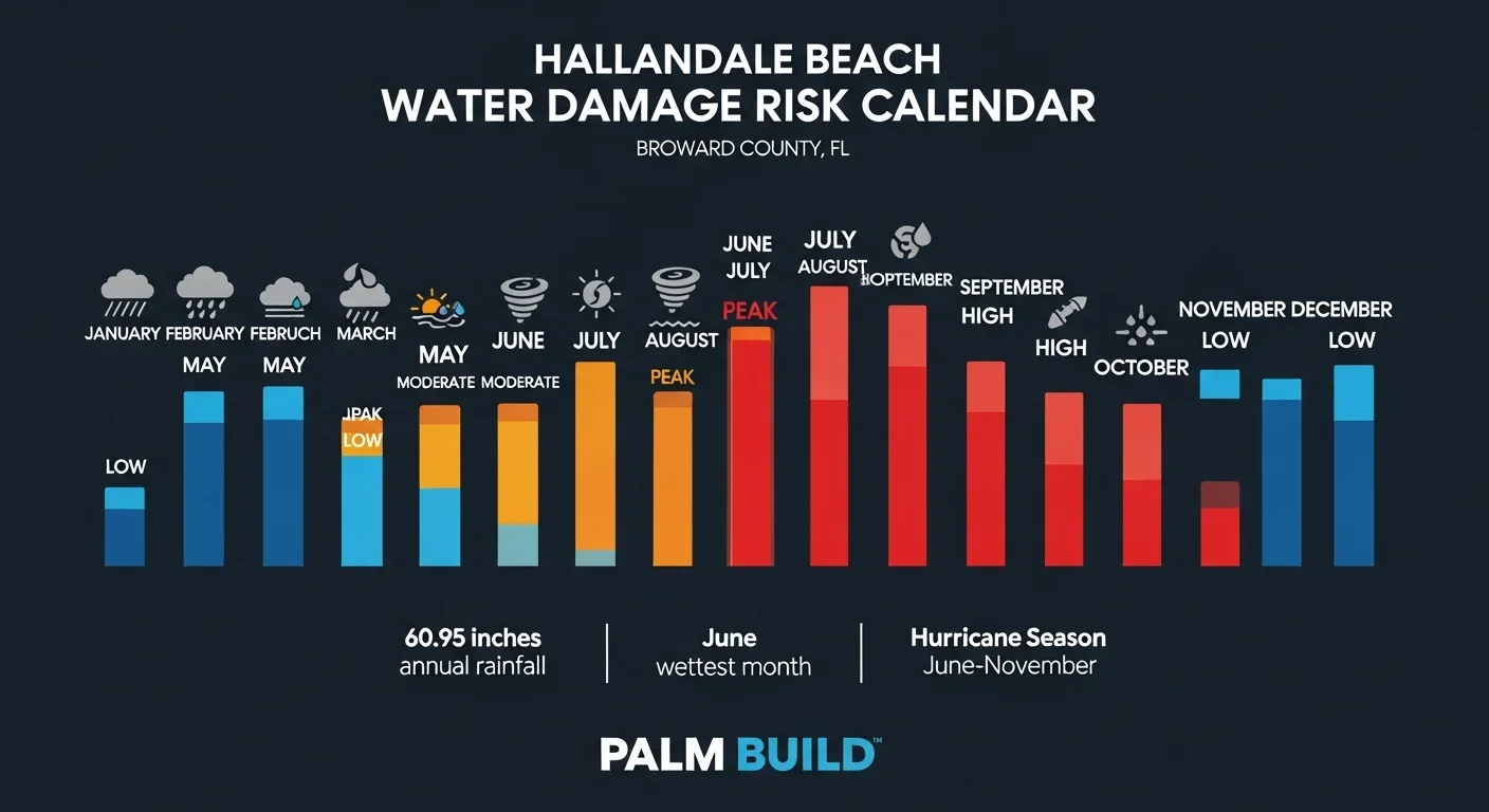 Seasonal storm damage calendar showing hurricane risk timeline for Hallandale Beach FL homeowners and condo residents