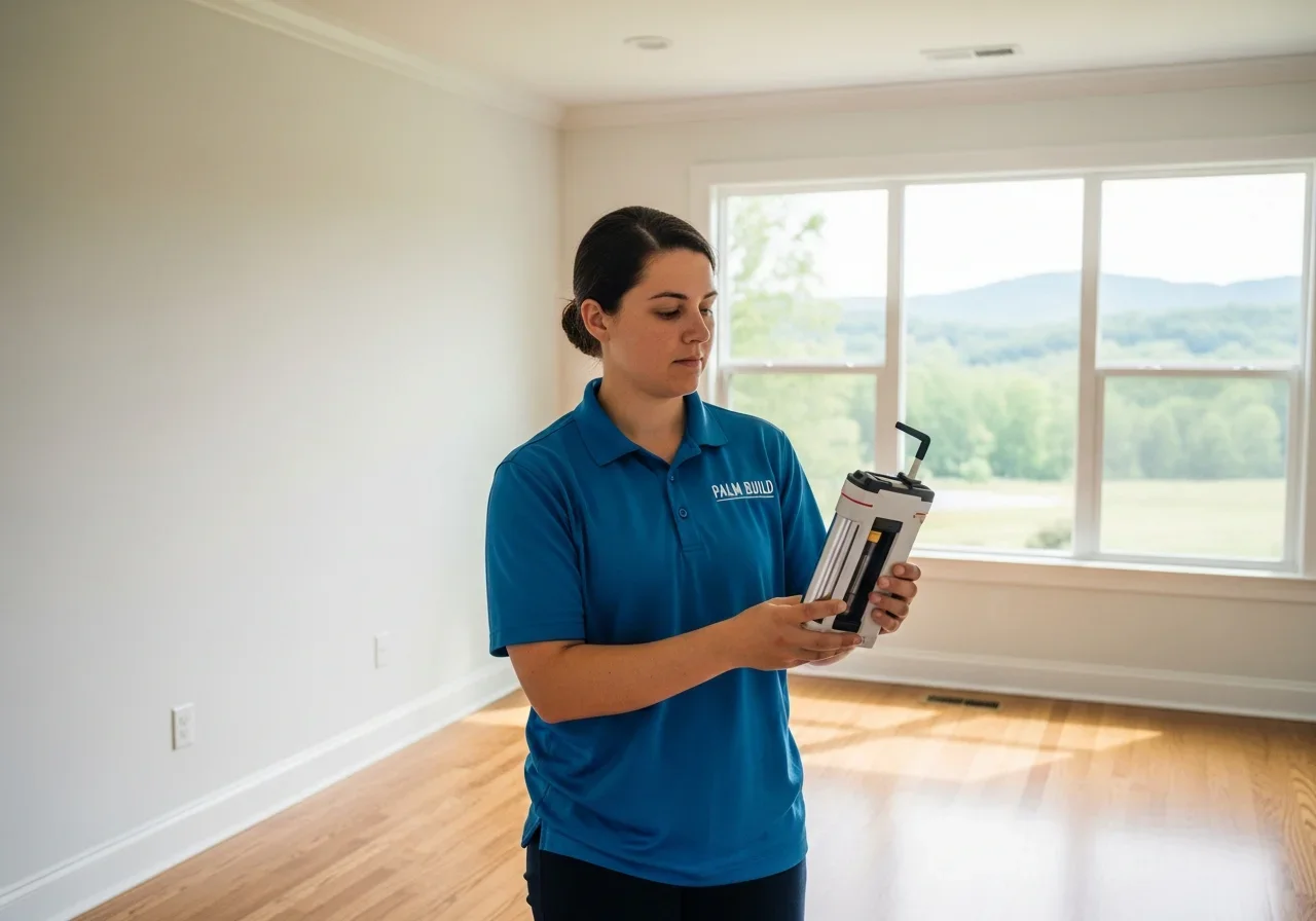 Post-remediation mold clearance air sampling test being conducted in a Hickory, North Carolina residence