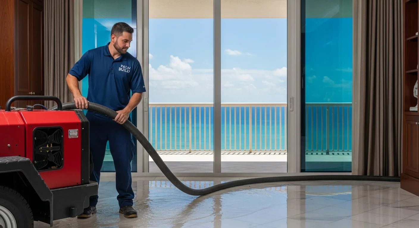 Palm Build water extraction in Highland Beach condominium unit — the first step before mold prevention begins