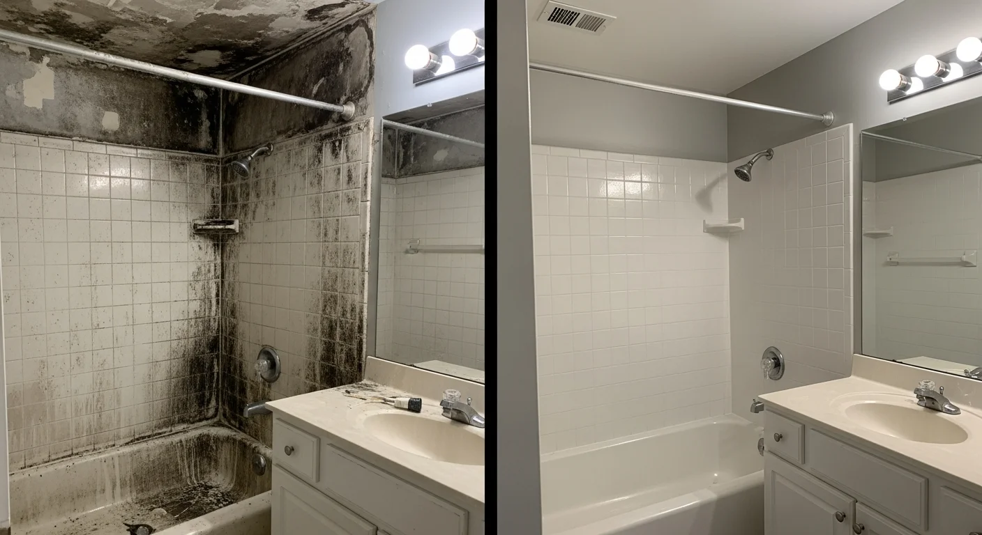 Before and after mold remediation results showing complete mold removal in a Hollywood FL property