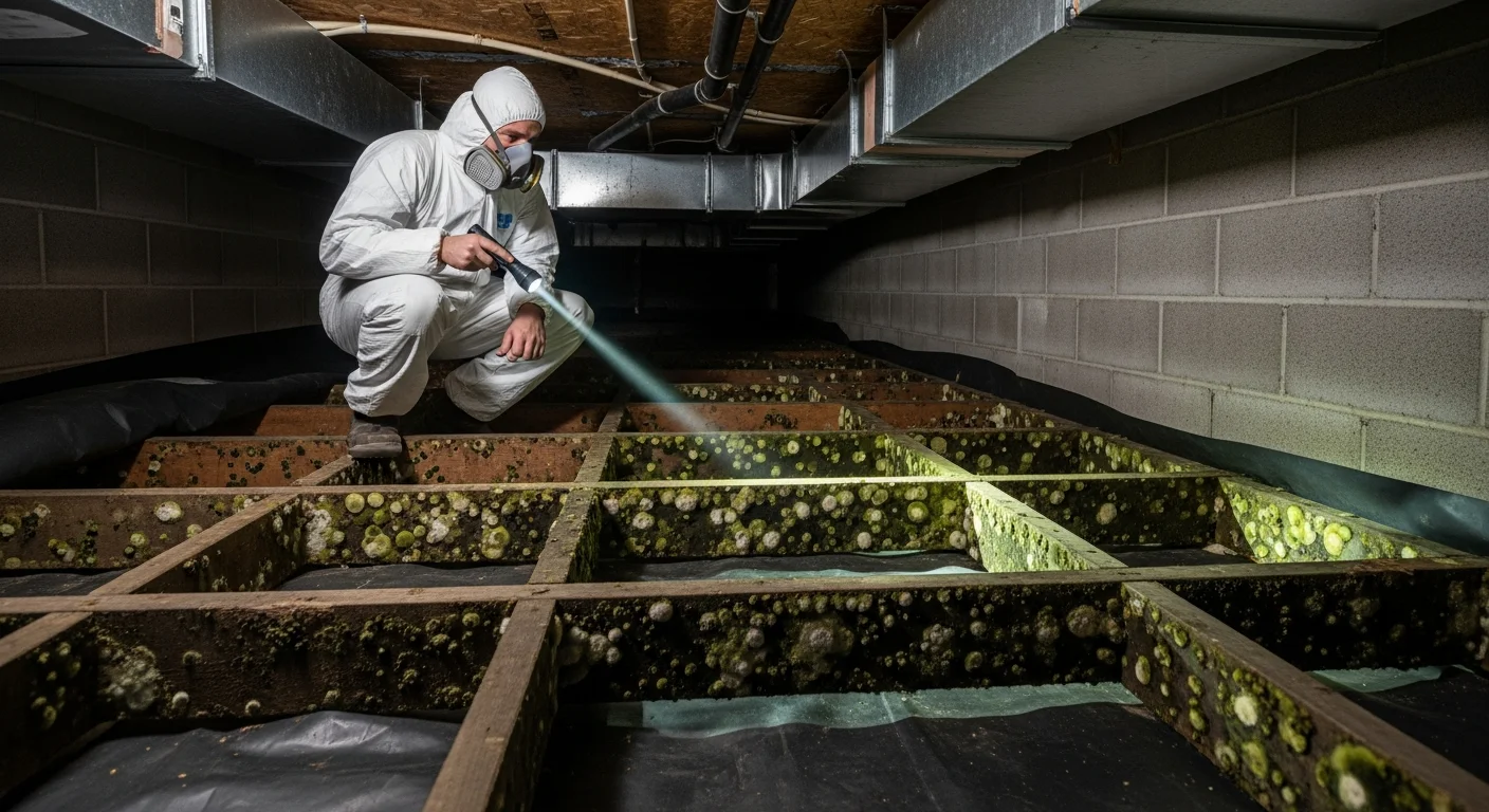 Professional mold inspection in crawl space of Indian Trail home