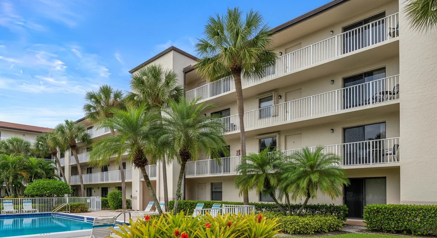 Lake Worth Beach FL condo building exterior showing typical CBS stucco construction prone to moisture intrusion