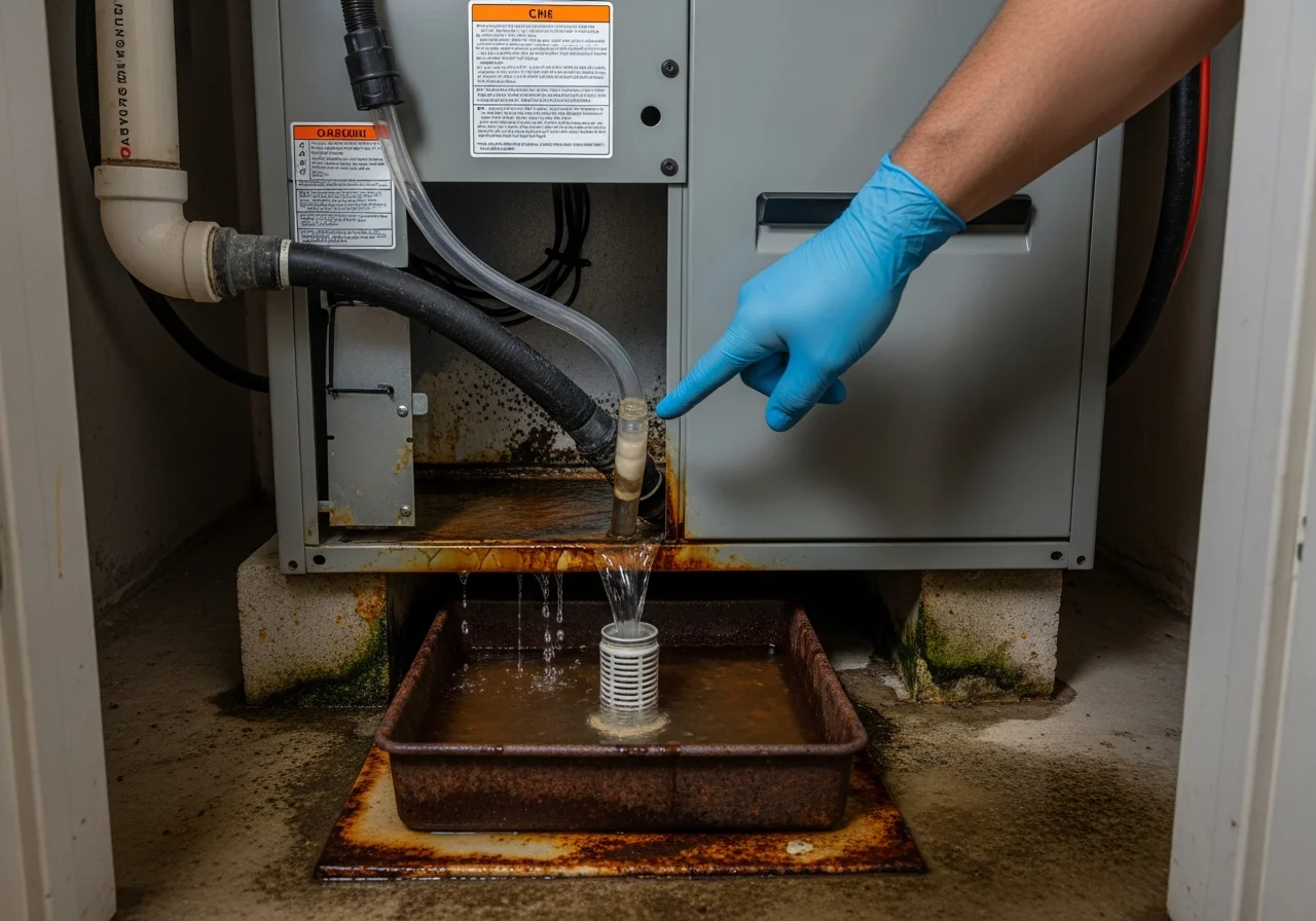 Mold contamination from HVAC condensate drain failure in a Lake Worth Beach FL home