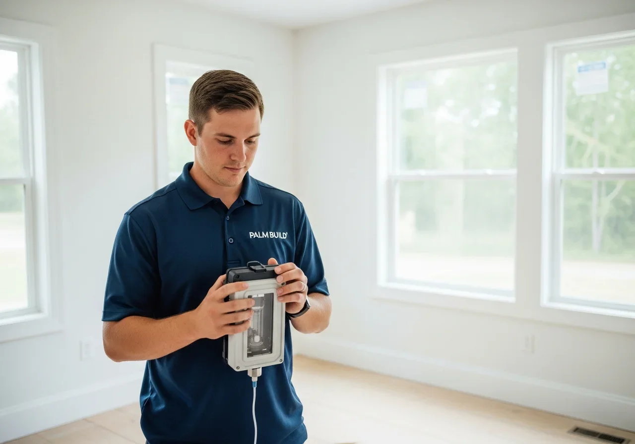 Post-remediation mold clearance air sampling test being conducted in a Lancaster, South Carolina residence
