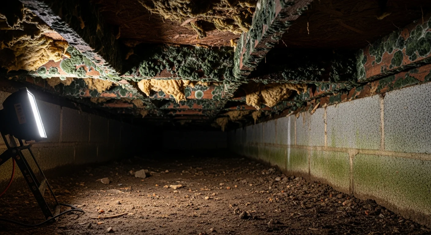 Palm Build technician in full PPE setting up mold containment barriers in a Lancaster, South Carolina home during professional mold remediation