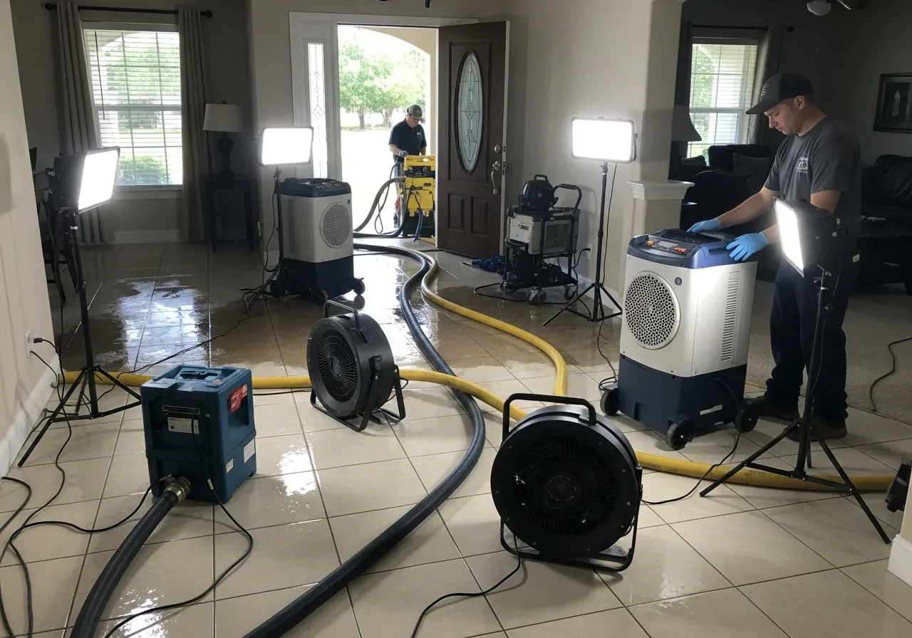 Palm Build crew performing emergency water extraction at a Lauderhill Inverrary condo property