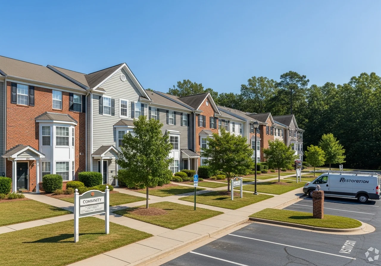 HOA-governed community neighborhood in Matthews North Carolina with well-maintained homes and community amenities