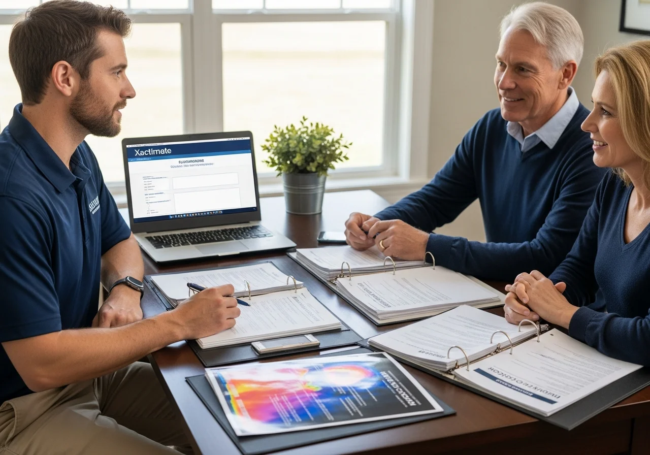 Palm Build team reviewing insurance documentation and reconstruction scope for a Matthews NC project