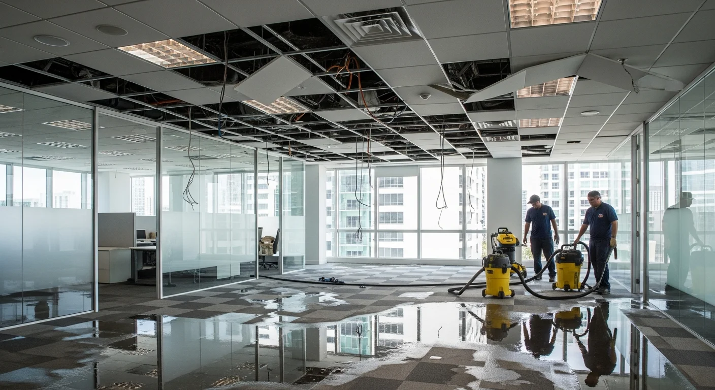 Water damage restoration in a Miami Brickell high-rise office building