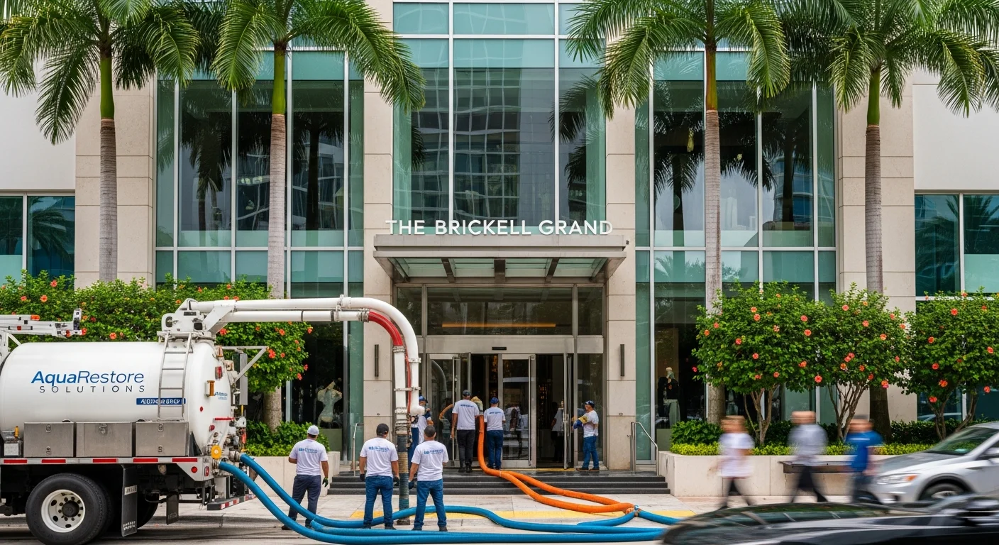 Commercial storefront undergoing restoration in Miami Brickell area