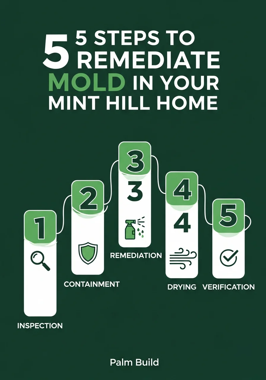 Mold remediation process infographic for Mint Hill NC homes