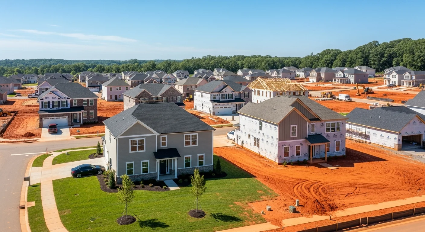 New subdivision homes in Monroe NC representing modern construction requiring contemporary reconstruction methods